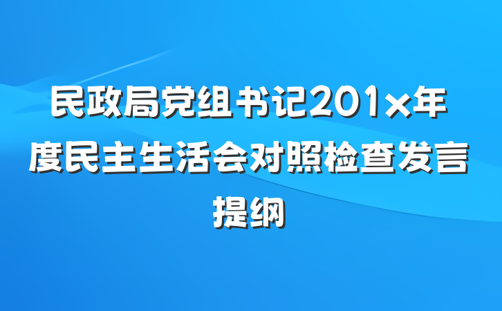 民政局党组书记201x年度民主生活会对照检查发言提纲