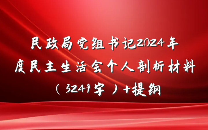 民政局党组书记2024年度民主生活会个人剖析材料（3249字） 提纲