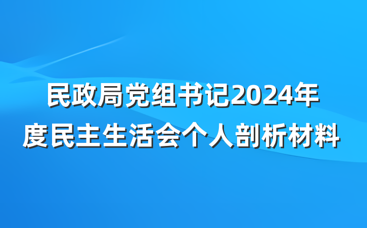 民政局党组书记2024年度民主生活会个人剖析材料