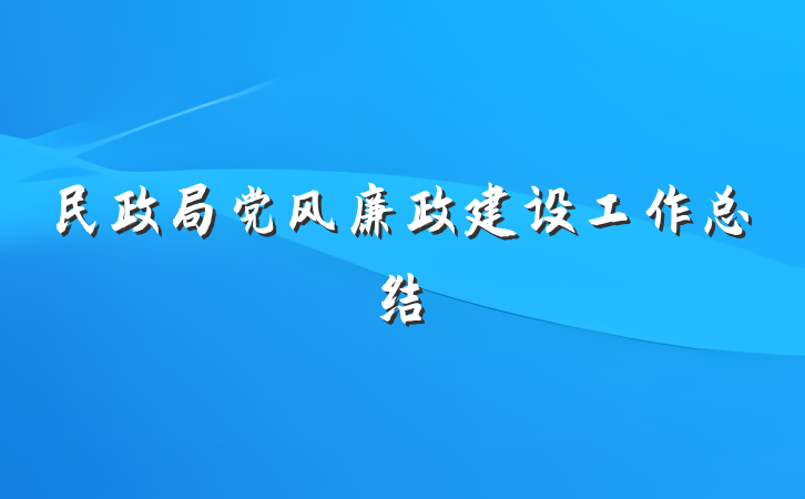民政局党风廉政建设工作总结