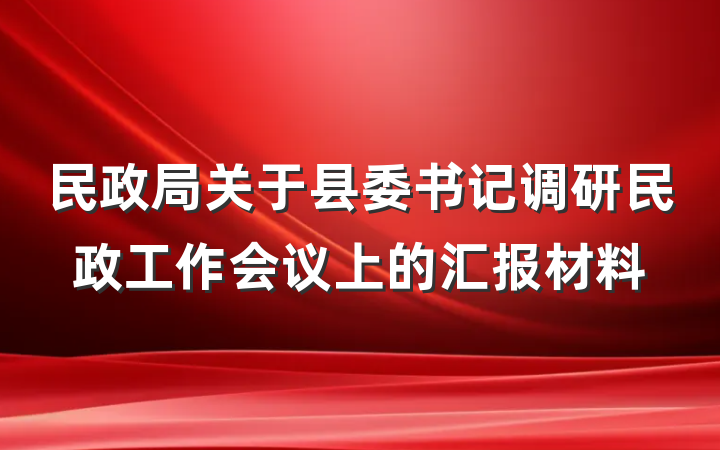 民政局关于县委书记调研民政工作会议上的汇报材料