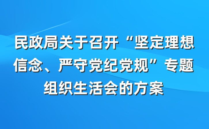 民政局关于召开“坚定理想信念、严守党纪党规”专题组织生活会的方案