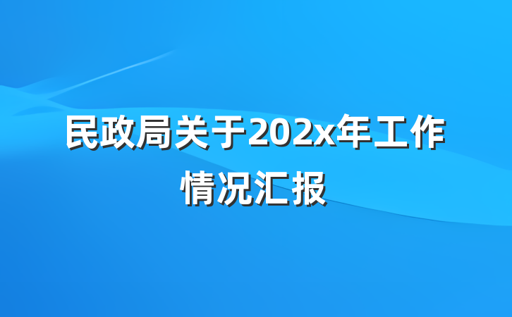 民政局关于202x年工作情况汇报
