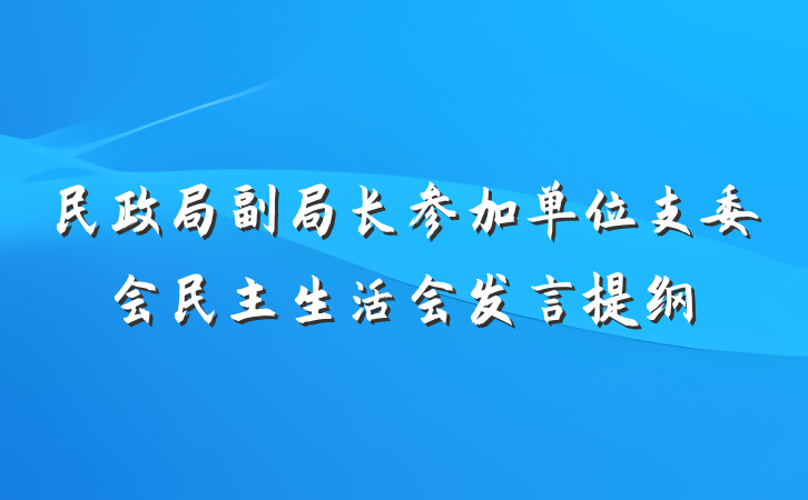 民政局副局长参加单位支委会民主生活会发言提纲