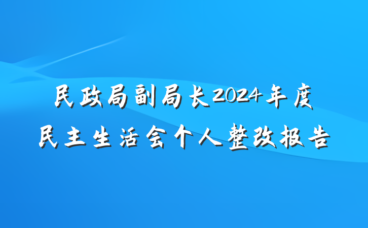 民政局副局长2024年度民主生活会个人整改报告