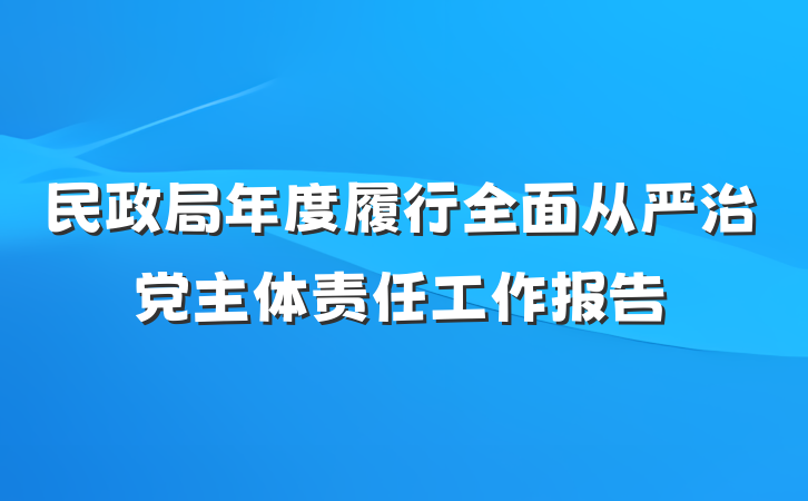 民政局年度履行全面从严治党主体责任工作报告