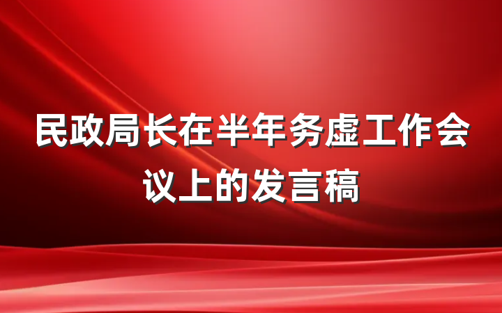 民政局长在半年务虚工作会议上的发言稿