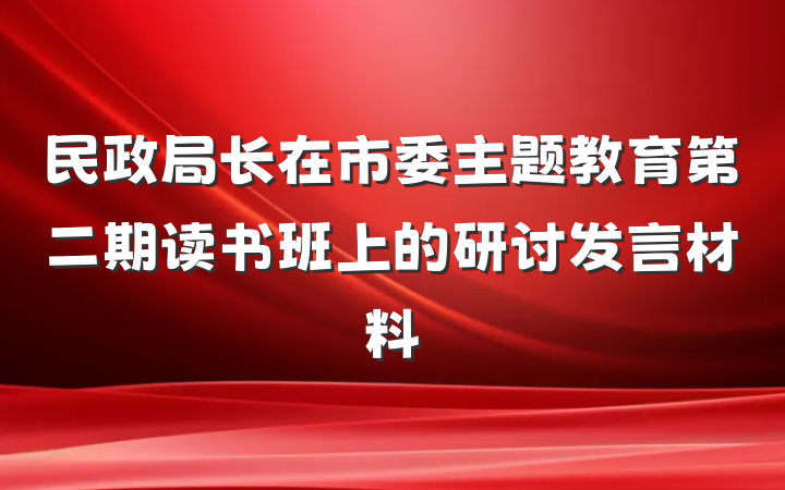民政局长在市委主题教育第二期读书班上的研讨发言材料