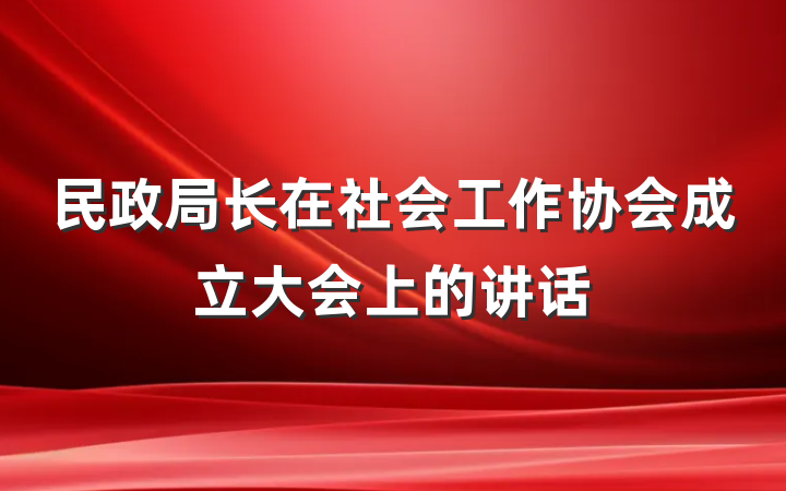 民政局长在社会工作协会成立大会上的讲话