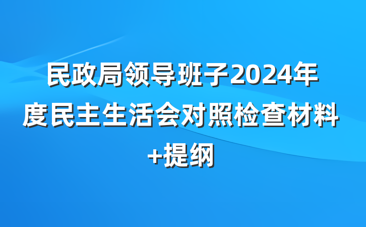 民政局领导班子2024年度民主生活会对照检查材料 提纲
