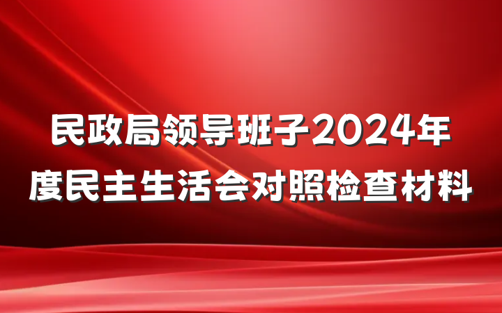 民政局领导班子2024年度民主生活会对照检查材料