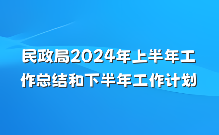 民政局2024年上半年工作总结和下半年工作计划