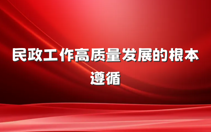 民政工作高质量发展的根本遵循