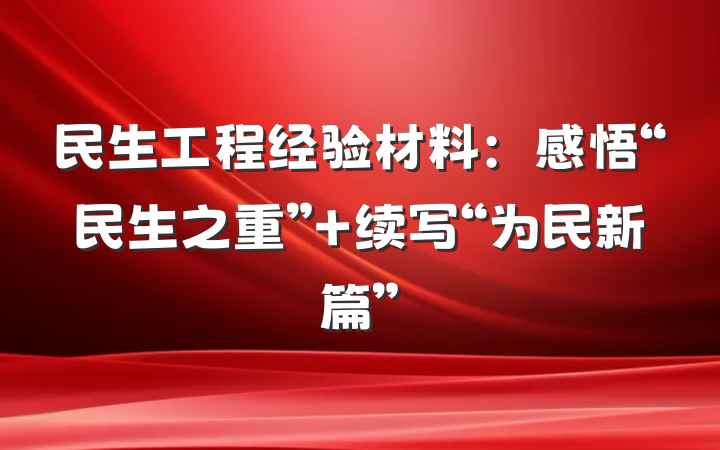 民生工程经验材料：感悟“民生之重” 续写“为民新篇”