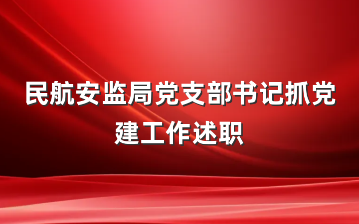 民航安监局党支部书记抓党建工作述职