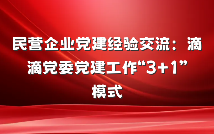 民营企业党建经验交流：滴滴党委党建工作“3+1”模式