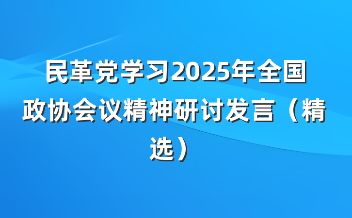 民革党学习2025年全国政协会议精神研讨发言（精选）