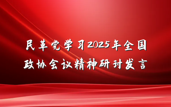 民革党学习2025年全国政协会议精神研讨发言