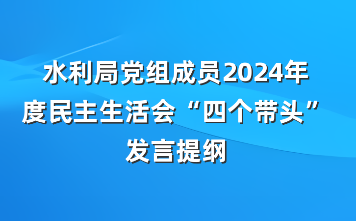 水利局党组成员2024年度民主生活会“四个带头”发言提纲