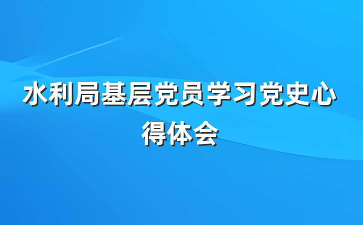水利局基层党员学习党史心得体会