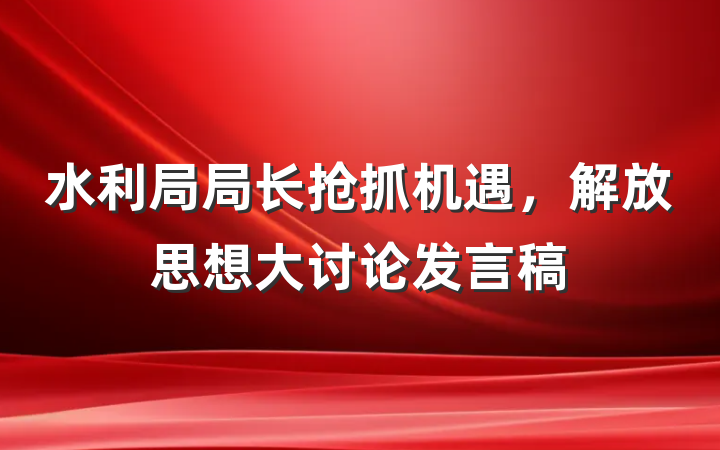 水利局局长抢抓机遇，解放思想大讨论发言稿