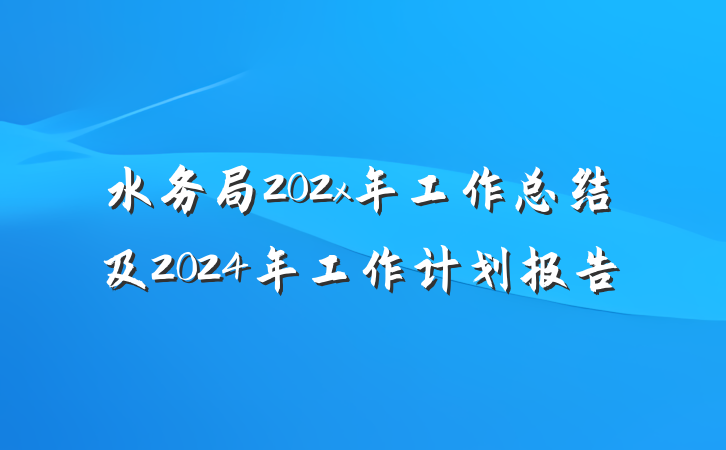 水务局202x年工作总结及2024年工作计划报告