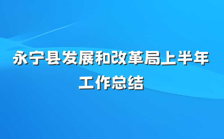 永宁县发展和改革局上半年工作总结
