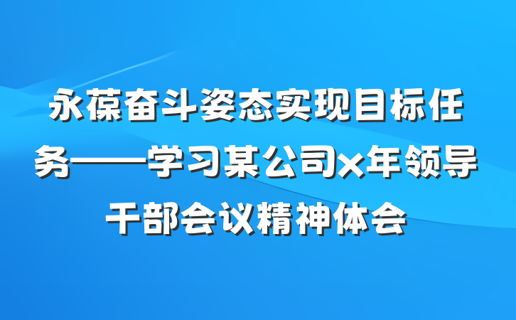 永葆奋斗姿态　实现目标任务——学习某公司x年领导干部会议精神体会