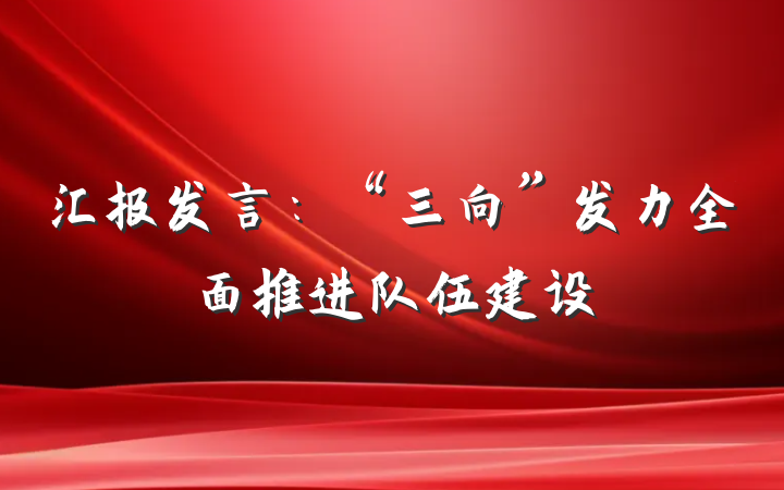 汇报发言：“三向”发力全面推进队伍建设
