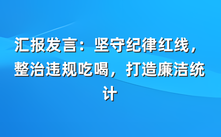 汇报发言：坚守纪律红线，整治违规吃喝，打造廉洁统计