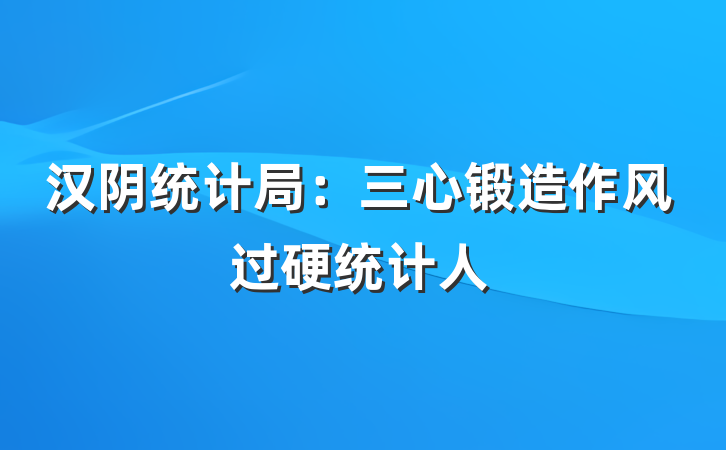 汉阴统计局：三心锻造作风过硬统计人