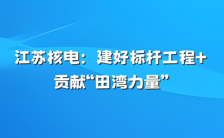 江苏核电：建好标杆工程 贡献“田湾力量”