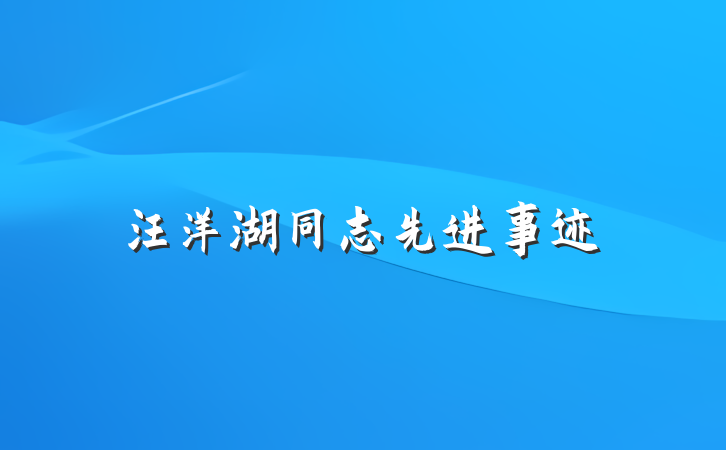 汪洋湖同志先进事迹