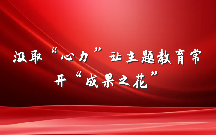 汲取“心力”让主题教育常开“成果之花”