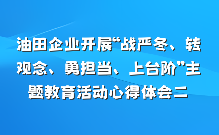 油田企业开展“战严冬、转观念、勇担当、上台阶”主题教育活动心得体会二