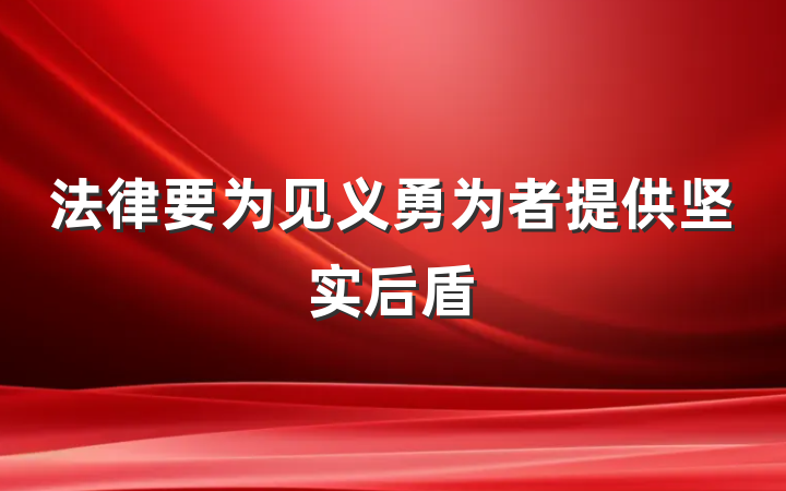 法律要为见义勇为者提供坚实后盾