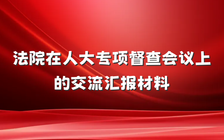 法院在人大专项督查会议上的交流汇报材料