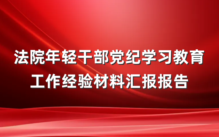 法院年轻干部党纪学习教育工作经验材料汇报报告