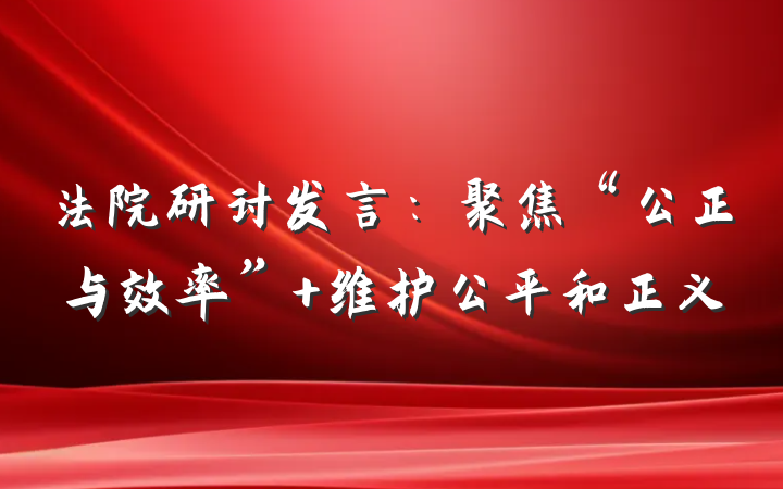 法院研讨发言：聚焦“公正与效率” 维护公平和正义