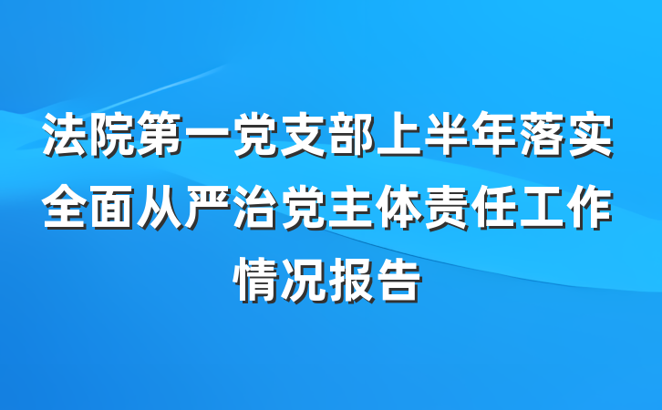 法院第一党支部上半年落实全面从严治党主体责任工作情况报告