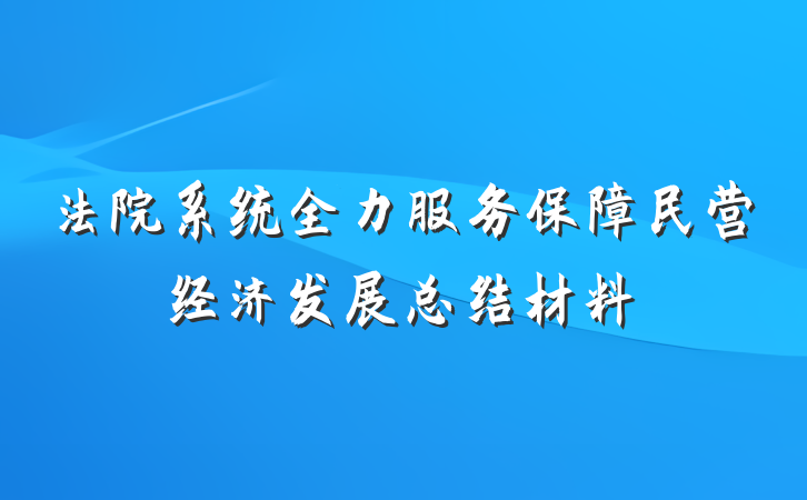 法院系统全力服务保障民营经济发展总结材料