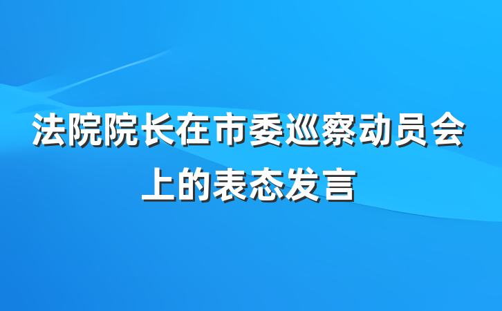 法院院长在市委巡察动员会上的表态发言