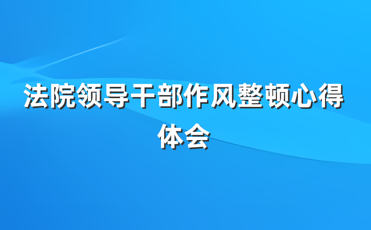 法院领导干部作风整顿心得体会