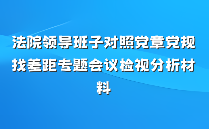 法院领导班子对照党章党规找差距专题会议检视分析材料