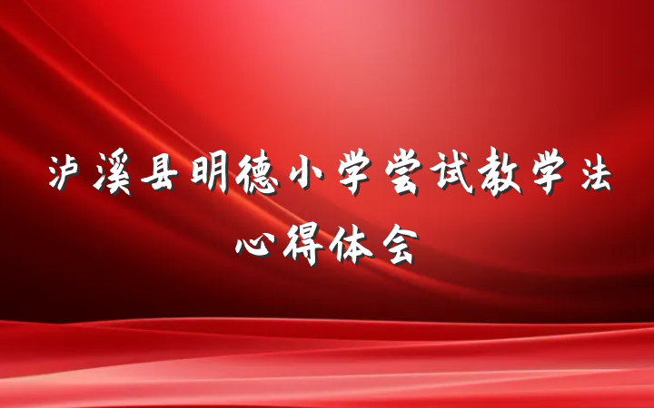 泸溪县明德小学尝试教学法心得体会