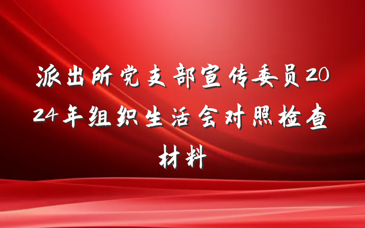 派出所党支部宣传委员2024年组织生活会对照检查材料