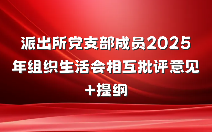 派出所党支部成员2025年组织生活会相互批评意见 提纲