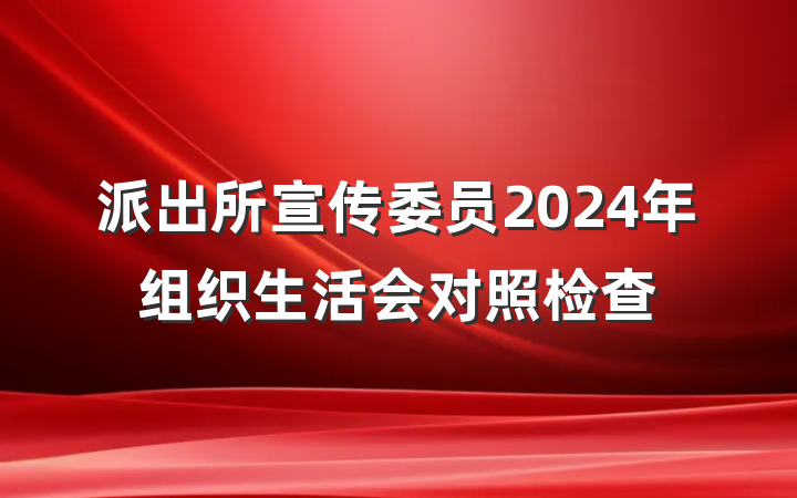 派出所宣传委员2024年组织生活会对照检查