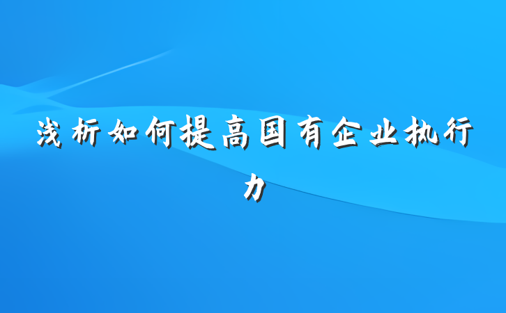 浅析如何提高国有企业执行力