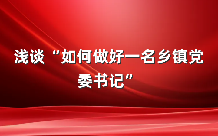 浅谈“如何做好一名乡镇党委书记”